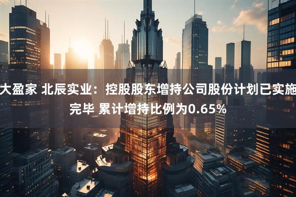 大盈家 北辰实业：控股股东增持公司股份计划已实施完毕 累计增持比例为0.65%